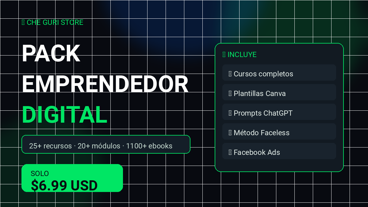 Pack Emprendedor Digital — 25+ recursos, 20+ módulos y 1100+ ebooks